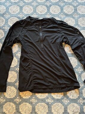 Athleta XL black top nwot shirred zippered cute